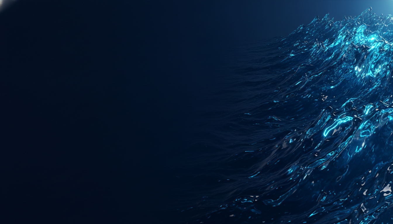 Deep navy ocean of liquid glass waves